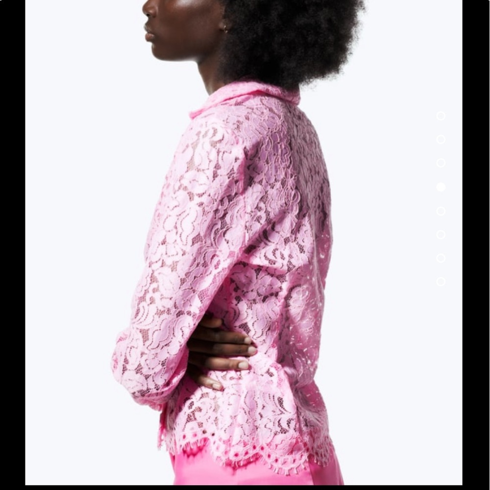 Zara pink semi sheer lace shirt - Picture 4 of 13